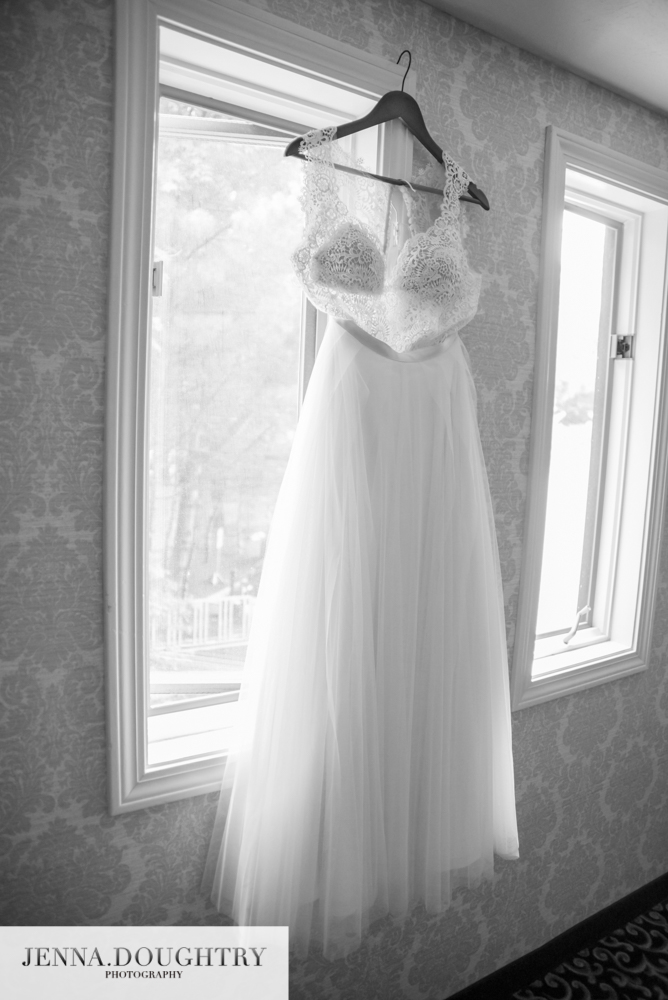 Maine Wedding Photographer wedding gown hanging