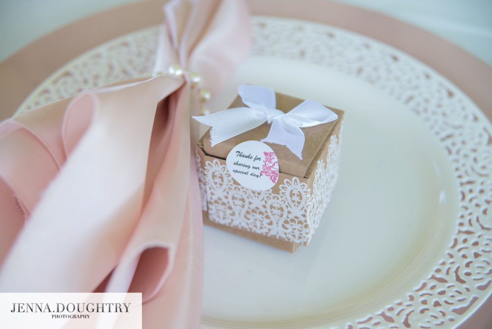 Wedding Photographer Exeter New Hampshire pink favors
