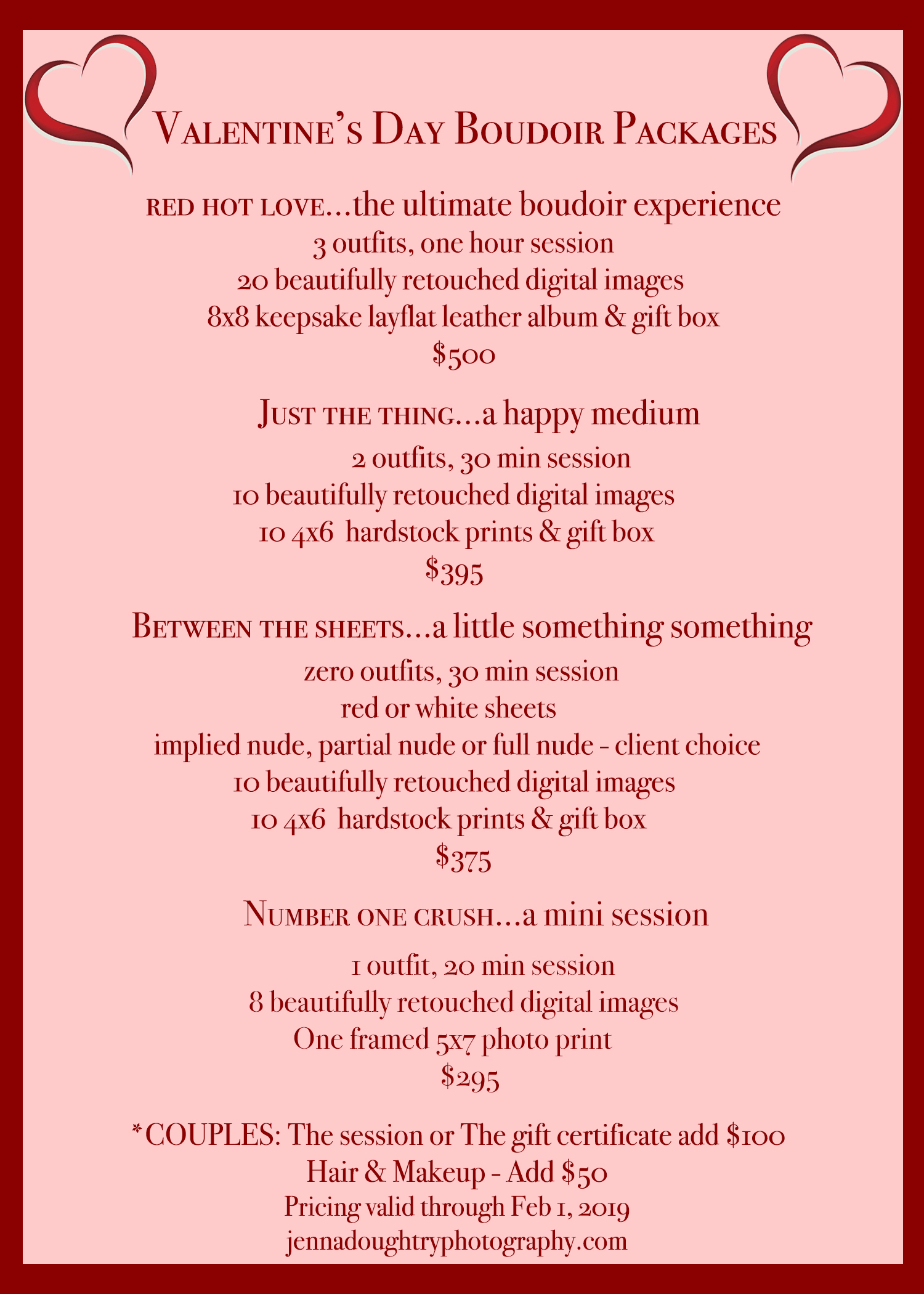 Maine Boudoir Valentine's Day Packages