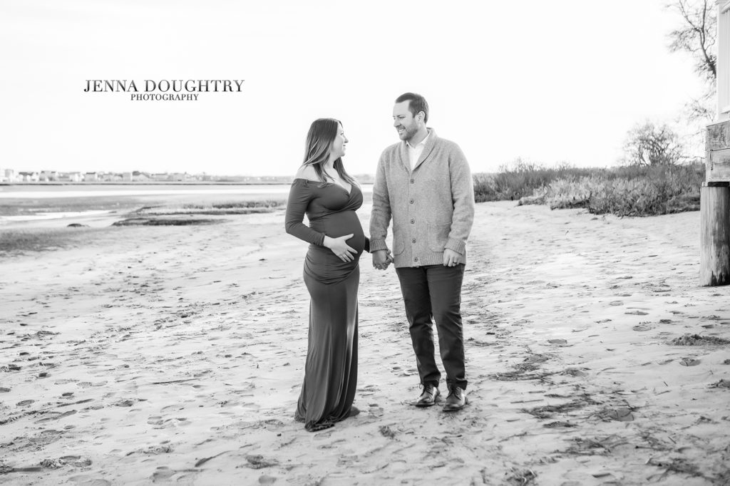 Black and white maternity photography Wells Maine