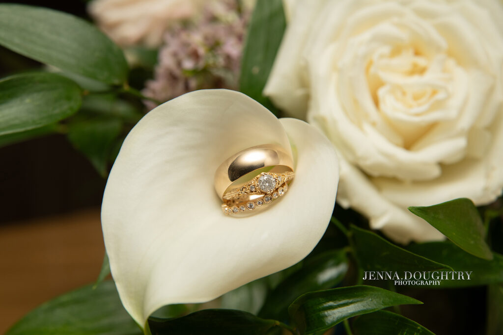 Wells Maine Wedding photographer wedding ring and florals