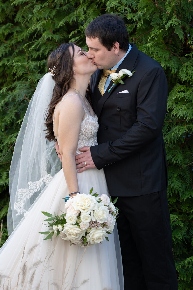 Bride and groom portrait Wells Maine Village By The Sea
