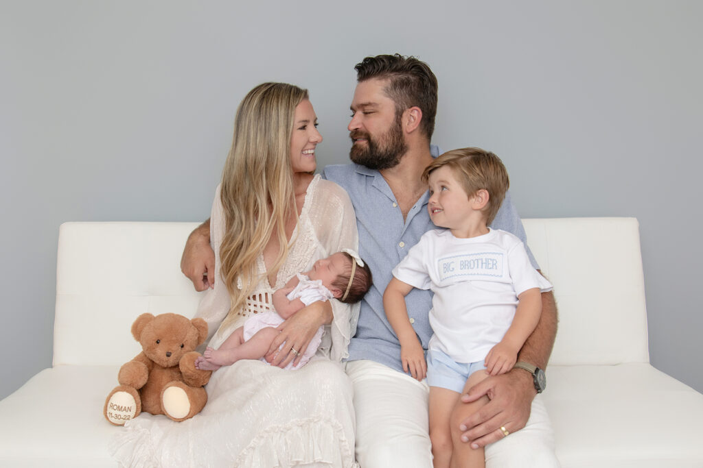 family portrait during a newborn photography session in wells maine